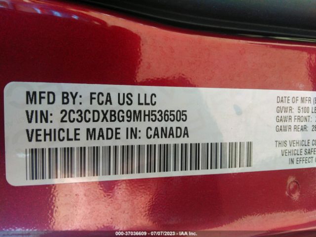 2C3CDXBG9MH536505 Dodge Charger Sxt