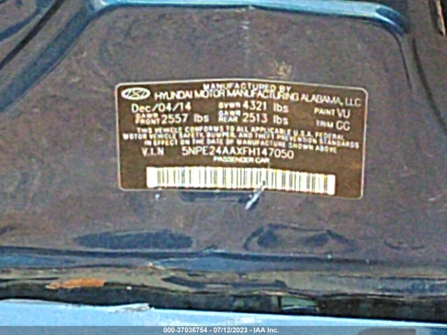 Hyundai SONATA ECO 2015 5NPE24AAXFH147050 Image 9