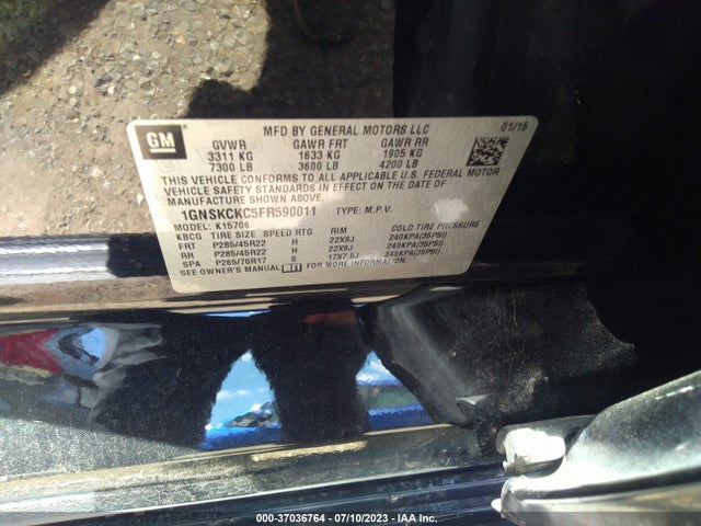 Chevrolet Tahoe Ltz 2015 1GNSKCKC5FR590011 Image 9