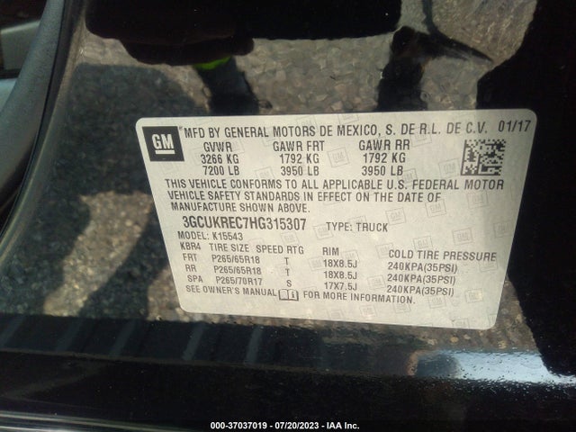 Chevrolet Silverado 1500 Lt 2017 3GCUKREC7HG315307 Image 16