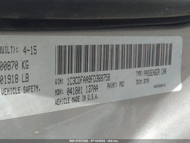 Dodge DART SE 2015 1C3CDFAA9FD368758 Image 9