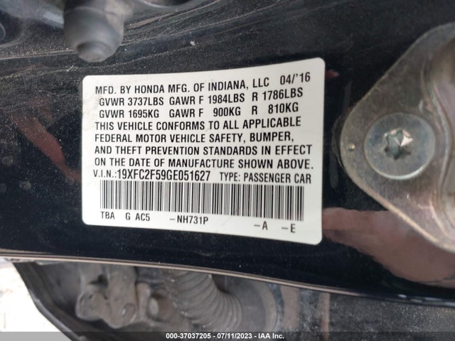 Honda Civic Sedan Lx 2016 19XFC2F59GE051627 Image 15