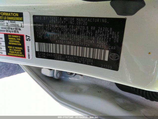 Toyota CAMRY SE 2020 4T1G11BK3LU017724 Image 15