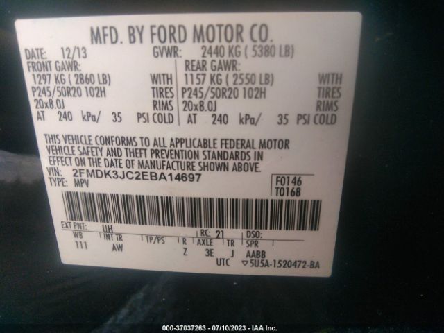 2FMDK3JC2EBA14697 Ford EDGE SEL