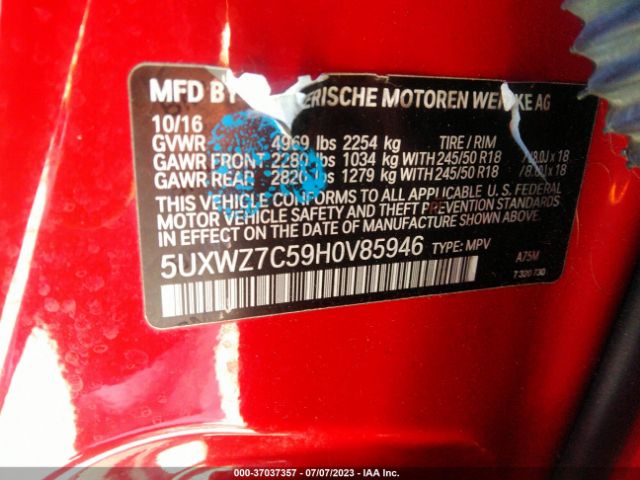 5UXWZ7C59H0V85946 BMW X3 Sdrive28i