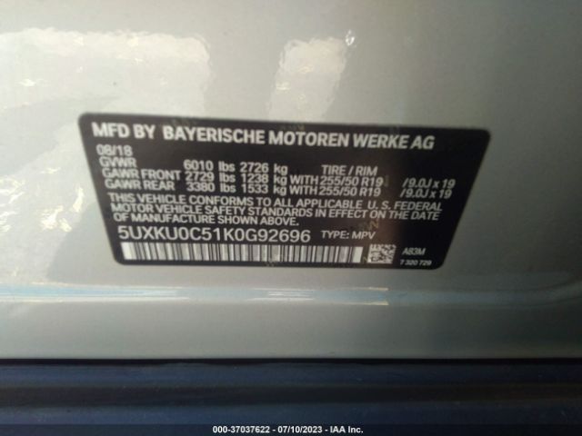 5UXKU0C51K0G92696 BMW X6 Sdrive35i