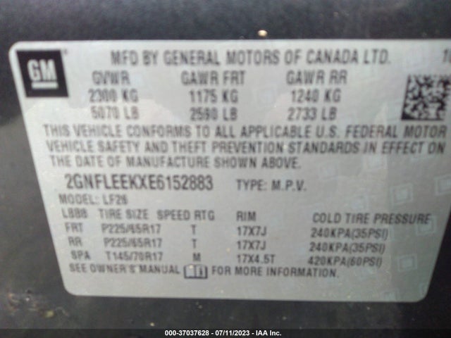 2014 CHEVROLET EQUINOX LS VIN: 2GNFLEEKXE6152883