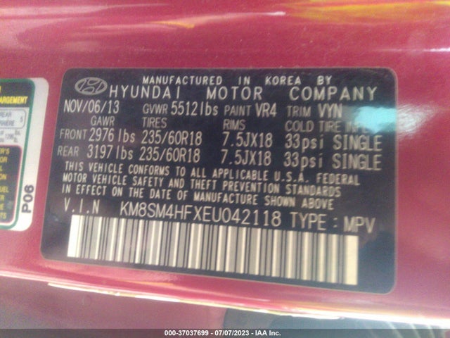 Hyundai Santa Fe Gls 2014 KM8SM4HFXEU042118 Image 10