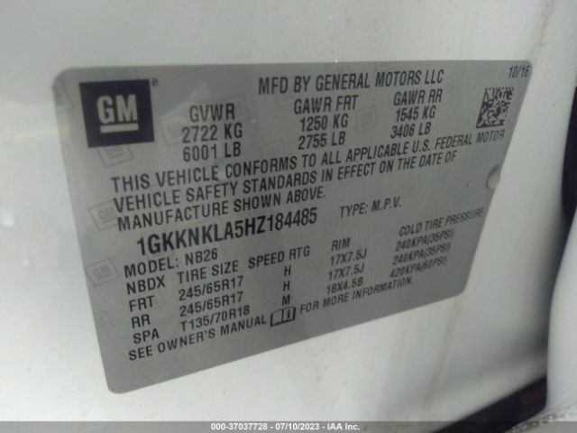1GKKNKLA5HZ184485 GMC ACADIA SLE