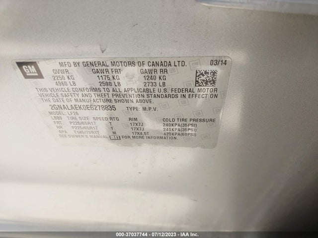 Chevrolet EQUINOX LS 2014 2GNALAEK0E6278835 Image 14