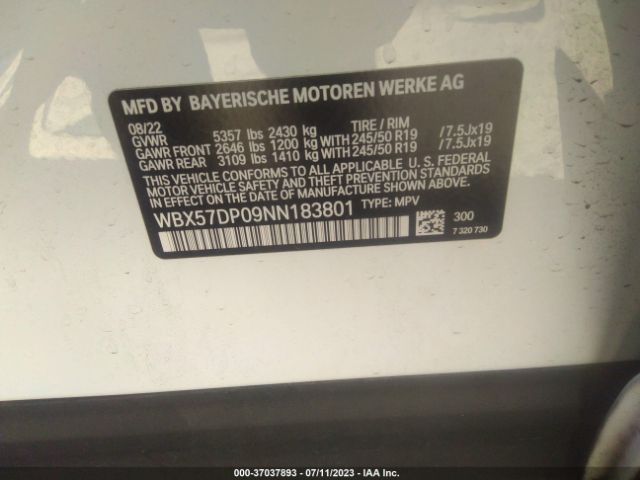 WBX57DP09NN183801 BMW X3 Xdrive30i