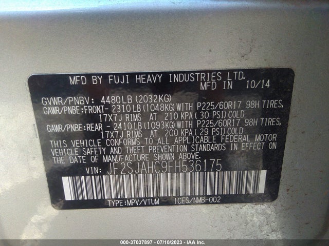 Subaru Forester 2.5i Limited 2015 JF2SJAHC9FH536175 Image 15