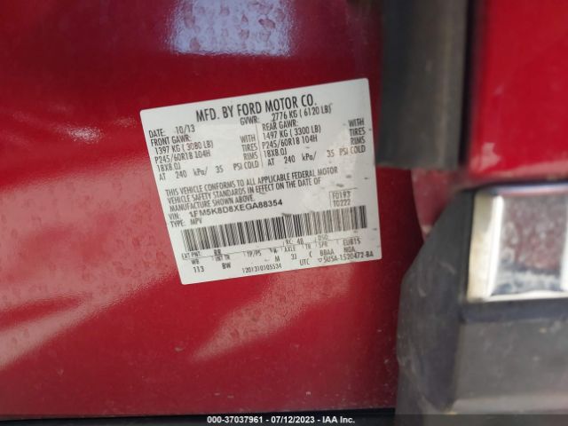 1FM5K8D8XEGA88354 Ford EXPLORER XLT