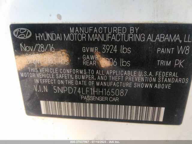 Hyundai ELANTRA SE 2017 5NPD74LF1HH165087 Image 15