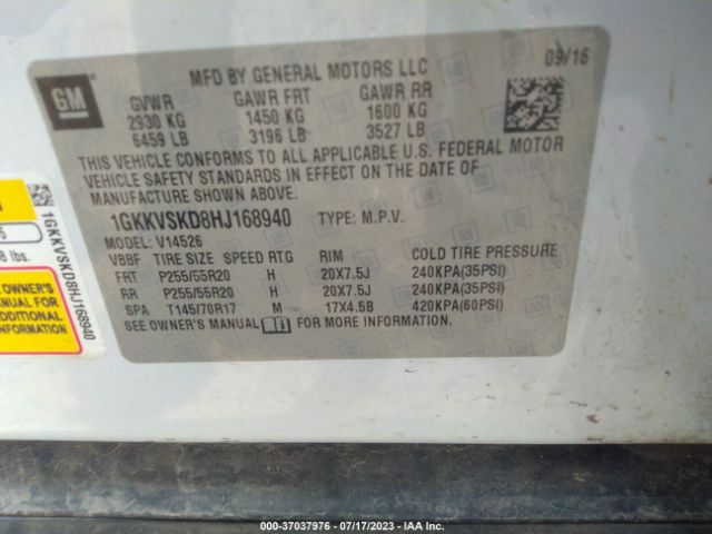 1GKKVSKD8HJ168940 GMC Acadia Limited Limited