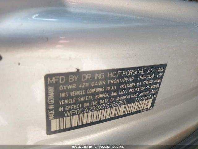 2007 PORSCHE 911 WP0CA299X7S765268 Photo 8