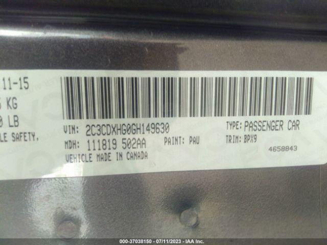 2C3CDXHG0GH149630 Dodge Charger Sxt