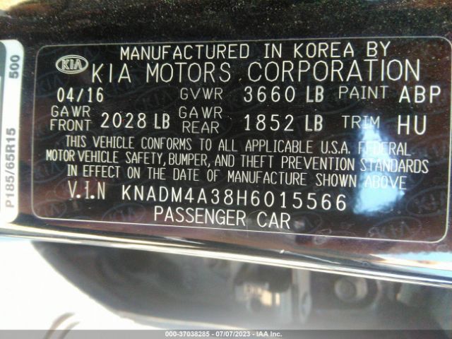KNADM4A38H6015566 KIA RIO LX
