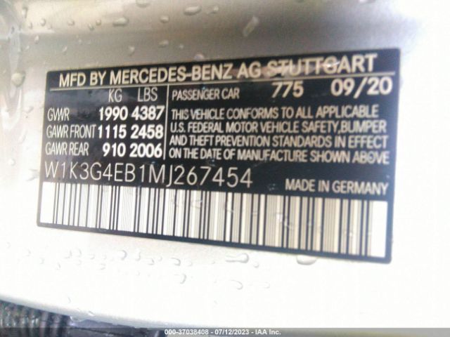 W1K3G4EB1MJ267454 Mercedes-Benz A-class A 220