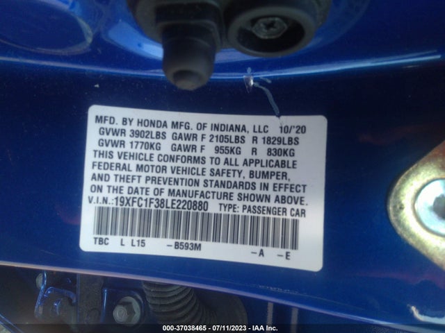 Honda Civic Sedan Ex 2020 19XFC1F38LE220880 Image 9