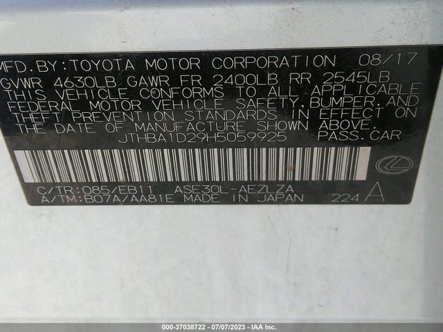 JTHBA1D29H5059925 Lexus Is Is Turbo