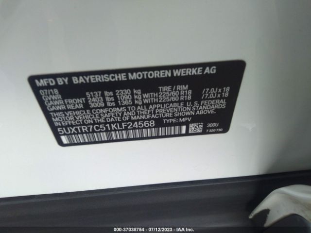 5UXTR7C51KLF24568 BMW X3 Sdrive30i