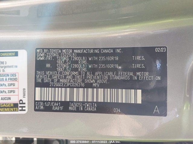 2023 Lexus NX, VIN: 2T2GGCEZ3PC026316