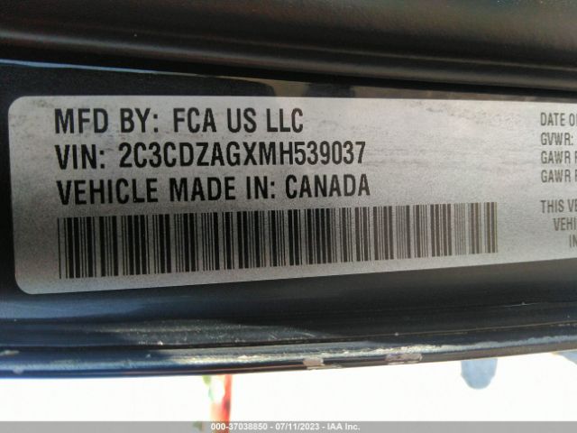 2C3CDZAGXMH539037 Dodge Challenger Sxt