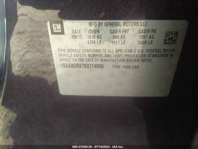 1G6AB5RX7E0114860 Cadillac Ats Luxury Rwd