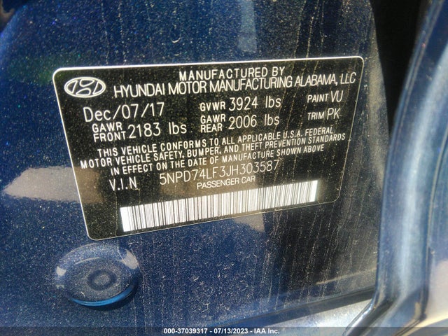 Hyundai ELANTRA SE 2018 5NPD74LF3JH303587 Image 16