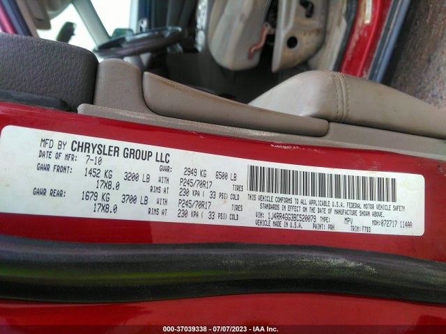 2011 JEEP GRAND CHEROKEE LAREDO VIN: 1J4RR4GG3BC520079