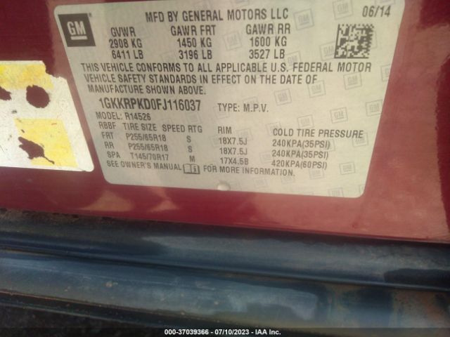 1GKKRPKD0FJ116037 GMC ACADIA SLE