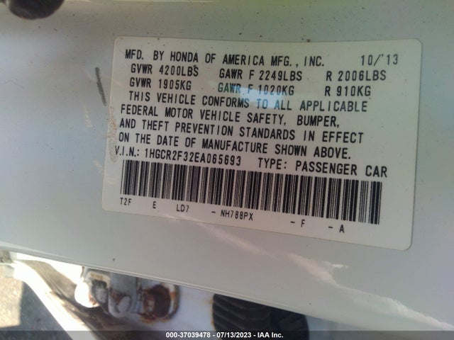 Honda Accord Sedan Lx 2014 1HGCR2F32EA065693 Image 9