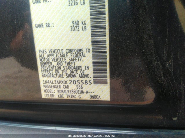 2013 NISSAN ALTIMA 2.5 S VIN: 1N4AL3APXDC205585