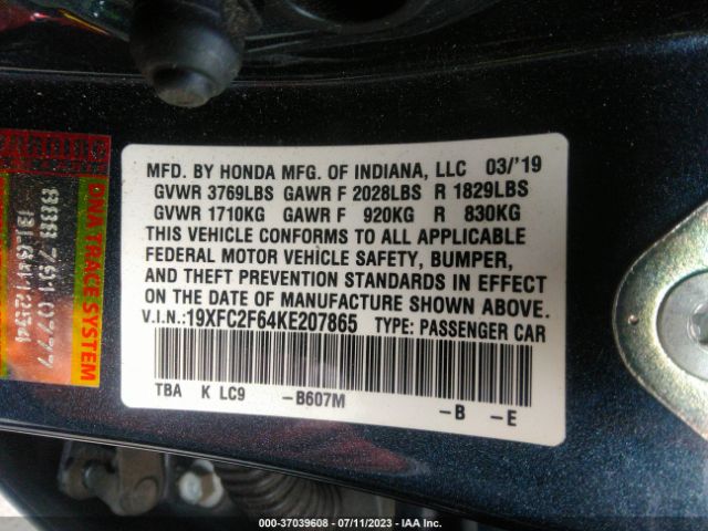 19XFC2F64KE207865 Honda Civic Sedan Lx