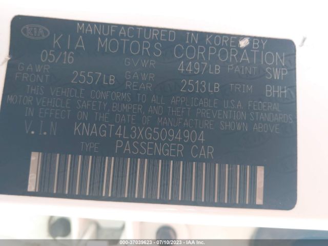 KNAGT4L3XG5094904 KIA Optima Lx