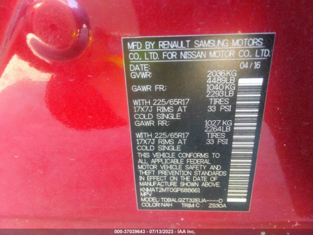 KNMAT2MT0GP688661 Nissan ROGUE SV