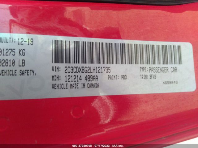2C3CDXBG2LH121735 Dodge Charger Sxt