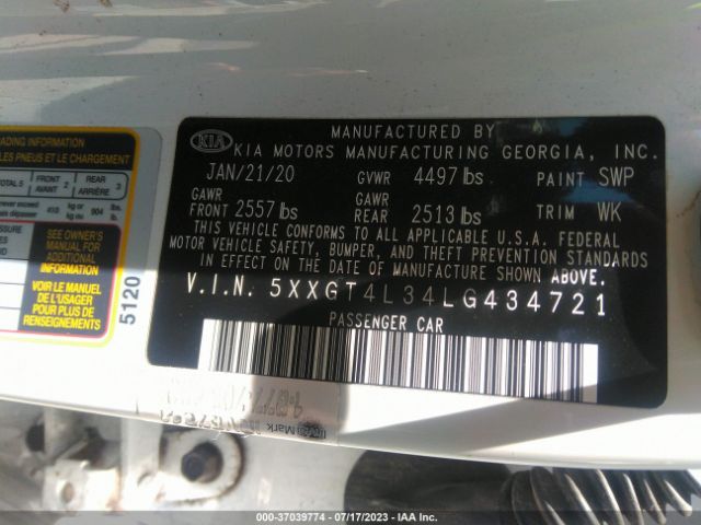 5XXGT4L34LG434721 KIA Optima Lx