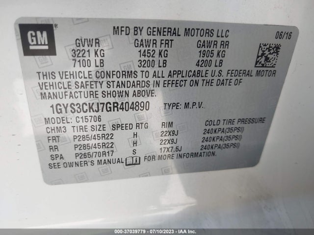 1GYS3CKJ7GR404890 Cadillac Escalade Premium Collection