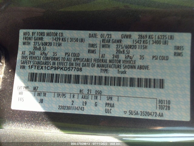 Ford F-150 Xl 2023 1FTEX1CP9PKD57708 Image 9