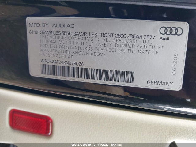 WAUK2AF24KN078026 Audi A6 PREMIUM