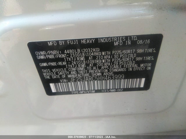JF2SJARC5HH463999 Subaru Forester Limited