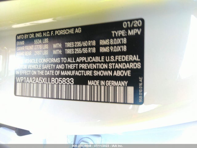 2020 PORSCHE MACAN WP1AA2A5XLLB05833 Photo 8