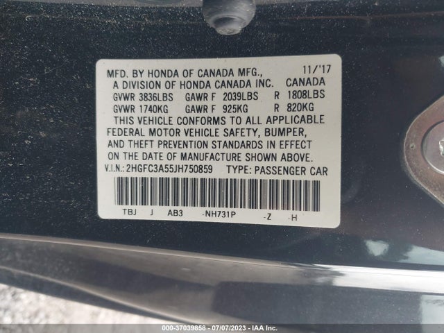 Honda CIVIC SI COUPE 2018 2HGFC3A55JH750859 Image 9