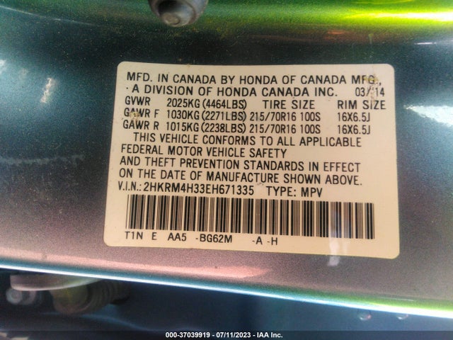 Honda CR-V LX 2014 2HKRM4H33EH671335 Image 9