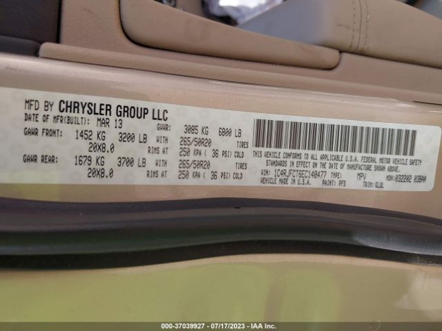 1C4RJFCT6EC148477 Jeep Grand Cherokee Overland