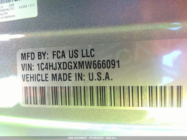 1C4HJXDGXMW666091 Jeep Wrangler Unlimited Sport Altitude