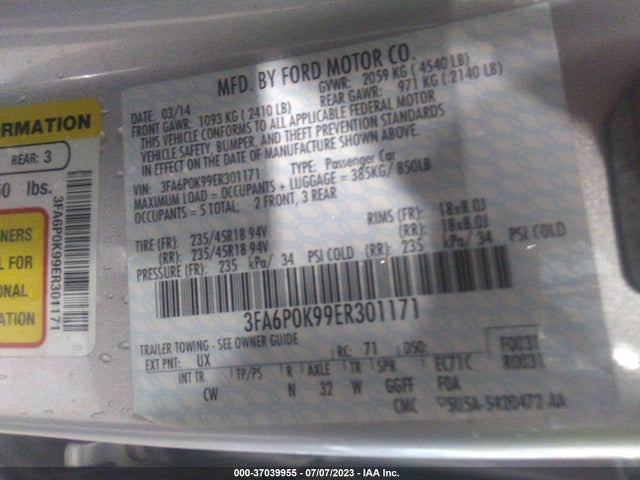 Ford Fusion Titanium 2014 3FA6P0K99ER301171 Image 9