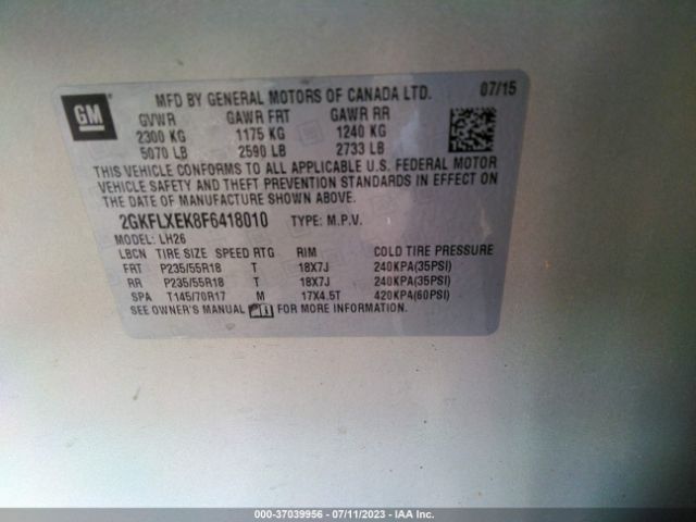 2GKFLXEK8F6418010 GMC Terrain Slt